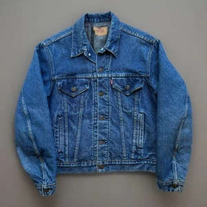 Vintage Levis Lined Trucker Jacket 42 Blue 80s 70506 0316 Made in USA Workwear - Picture 1 of 10