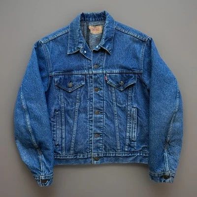 Vintage Levis Lined Trucker Jacket 42 Blue 80s 70506 0316 Made in USA Workwear - Image 1 of 4