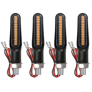 Motorcycle Blinkers Indicator Sequential Turn Signal Amber LED Lamp (Pack of 4) - Foto 1 di 9