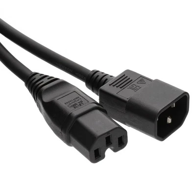 1m Power Extension Cable IEC Male to Female UPS Lead C14 to C15 [007833] - Image 1 of 4
