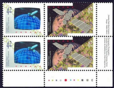 Canada sc#1442a Canada in Space: ANIK E2 Sat. & Astronauts', LR Block, Mint-NH - Image 1 of 2