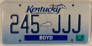 KY Derby TRIPLE Letter J license plate JJJ repeating 245 Boyd Horse Kentucky - Picture 1 of 7