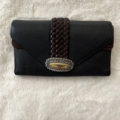 Cartera Brighton vintage de cuero marrón y negro Foto 1 de 4