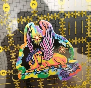 Vintage Aufkleber Regenbogen Pegasus Prisma Sticker Vending Einhorn Style SEHR SELTEN - Bild 1 von 6