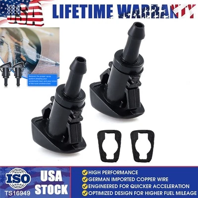 2 For Dodge Ram 1500 Front Windshield Wiper Washer Hood Jet Sprayer Nozzle 43mm Foto 1 de 4