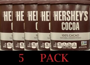 5x Hershey's Cocoa 100% CACAO Natural Unsweetened Powder 8 oz tub - 5 PACK - Picture 1 of 5