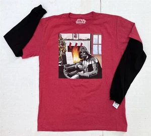 Star Wars Darth Vader Boys XL Christmas Two-Fer Long Sleeve Humorous T-Shirt - Picture 1 of 6