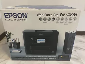 NEW Epson Workforce Pro WF-4833 All In 1 Printer Color Touchscreen Copy Scan Fax - Picture 1 of 2
