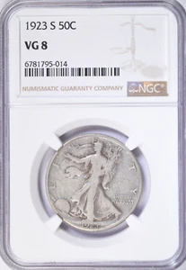 1923-S WALKING LIBERTY HALF DOLLAR ~ FRESH SLAB SOLID NGC VG 8! (INV#014) - Picture 1 of 2