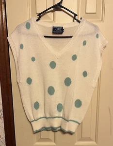Haberdashery Collection By Personal  White & Teal Dots Sweater Vest - Picture 1 of 3