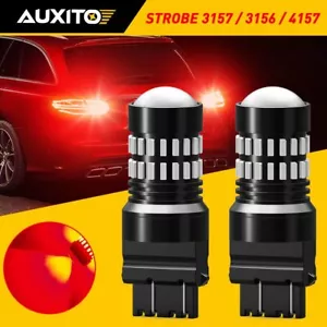 2pcs 3157 Super Bright Red Flash Strobe Blinking Bulbs LED Brake Tail Stop Light - Bild 1 von 12