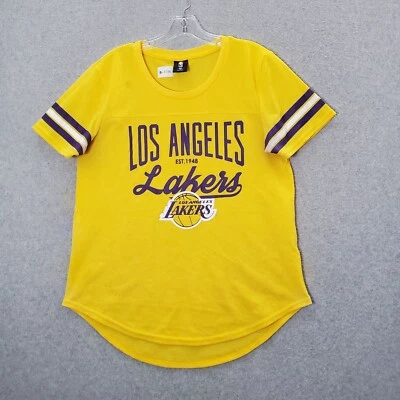 Los Angeles Lakers Junior Top Large Yellow Jersey Mesh Logo Graphic READ - Image 1 of 4