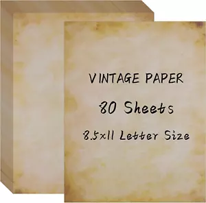 80 Sheets Vintage Paper, 8.5" x 11" Antique Stationary Paper for Writing - Picture 1 of 11