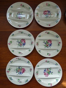 LUNEVILLE 6 ANCIENNES ASSIETTES A COMPARTIMENT DEMI PORCELAINE REVERBERE 26 cm - Picture 1 of 12