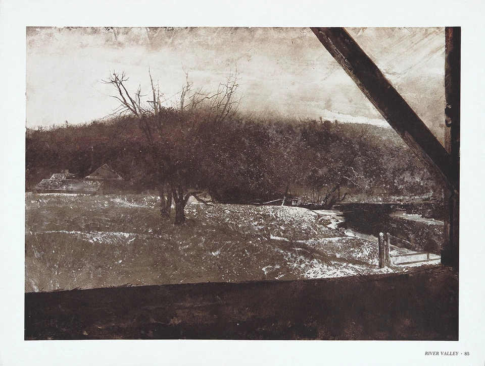 Andrew Wyeth Raro De Colección 1968 Fuera de Uso Placa de Medio Tono River Valley, Chadds Ford, Pensilvania Foto 1 de 1