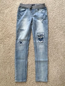 Vanilla Star Girls 5 Pocket Deconstructed Light Blue Denim Jeans Size 12 EUC - Picture 1 of 2