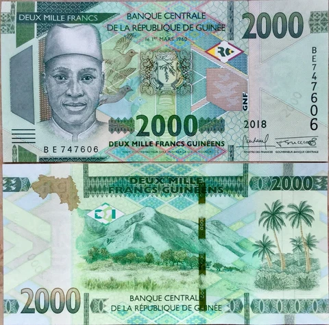 Guinea 2000 Francs 2018/2019 P 48Aa UNC Cover