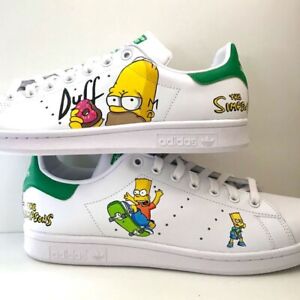 Adidas Stan Smith The Simpsons Homer Et Bart Chaussures Peintes A Mano [Custom]