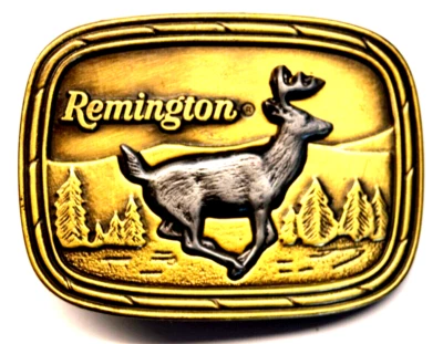 Remington Arms Promo Cinturón Hebilla Cola Blanca Ciervo Sid Bell De Colección Años 70 Foto 1 de 2
