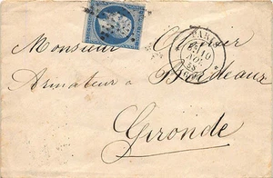 1858 Paris Frankreich " Dumb Zoll Star Stempel Persistierenden Auf Abdeckung - Picture 1 of 2