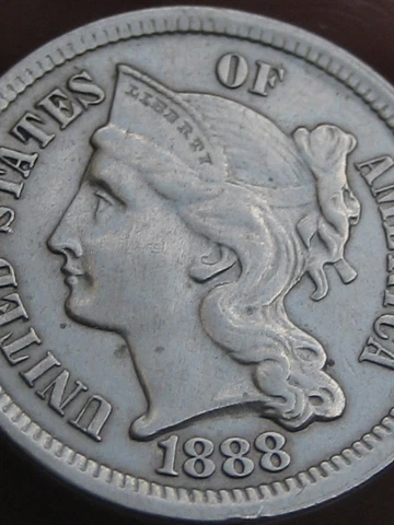 1888 Three 3 Cent Nickel- VF/XF Details Cover