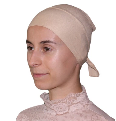 Islamic Turkish Cap Firdevs Luxury Jersey Hijab Bonnet Underscarf Beige - Imagem 1 de 3