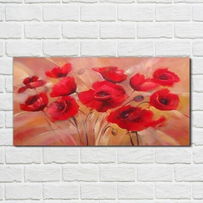 Acrylglasbild Wandbild Plexiglas 100x50 Gemälde Blumen Mohnblumen Kunst - Bild 1 von 4