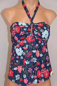 NWT Jones New York Swimsuit Tankini Top Bandeau Navy Flora - Picture 1 of 4