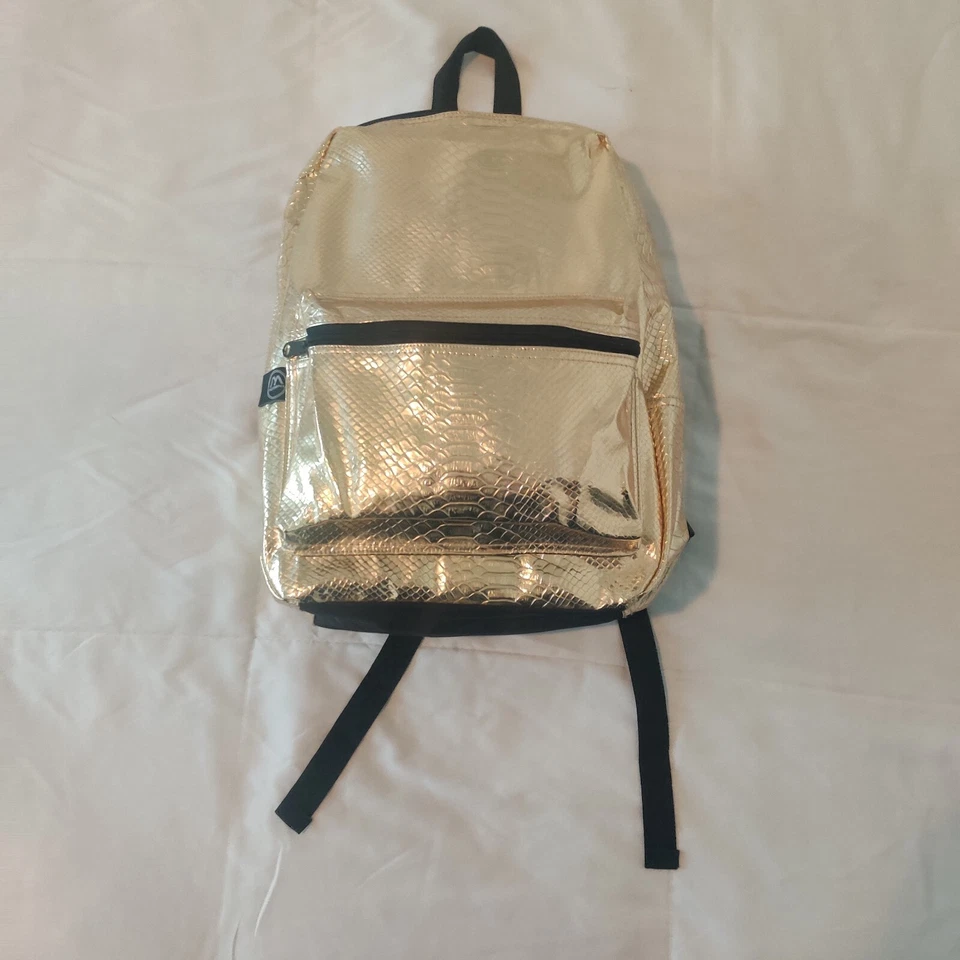 Mochila Metropack Bolso de Noche Dorado Bling Cartera Piel de Serpiente Animal Imitación Cuero Foto 1 de 4