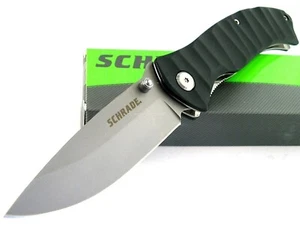 Schrade Folder Black Grooved Aluminum Hdl 8.1/4.6/3.5 Knife SCH221BK CLAM PACK - Picture 1 of 4