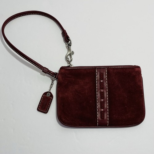 Borsa Coach Hampton vintage scamosciata piccola da polso bordeaux vino rosso bordeaux 6x4