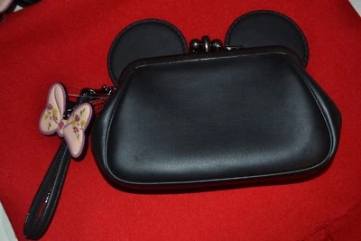 Disney X COACH Black Leather Kisslock Wristlet with Minnie Mouse Ears NWT - Image 1 of 3