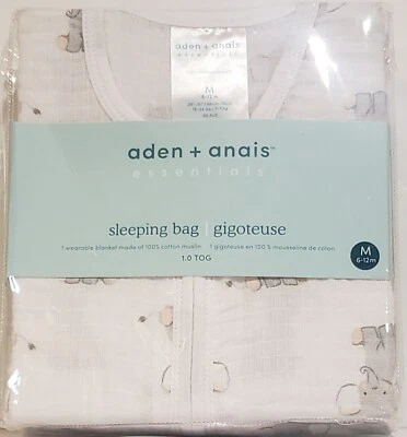  Aden+Anais Essentials 100% Cotton Muslin Sleeping Bag Gigoteuse Med 6-12 M  - Image 1 of 2