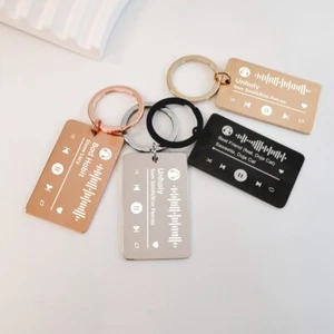 Dog Tag Keychain, Laser Engraved Music Song Keyring Personalized Keychain - Picture 1 of 5