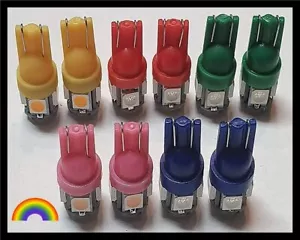 Multi-Colored Red,pink,green,Amber,Blue T10 LED Bulb 12V AC/DC Landscape Lights - Picture 1 of 11
