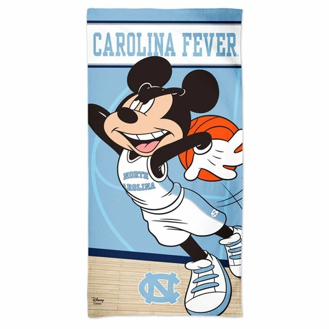 NORTH CAROLINA TAR HEELS BASKETBALL MICKEY MOUSE 30"X60" SPECTRA BEACH TOWEL NEW Cover