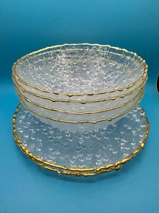 Pebbled Glas mit Goldrand 4 Schalen, 2 Teller Künstlerische Akzente Türkisch - Bild 1 von 4