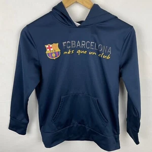 FC Barcelona Long sleeve T shirt Hoodie front pocket Size Youth Medium - Picture 1 of 6