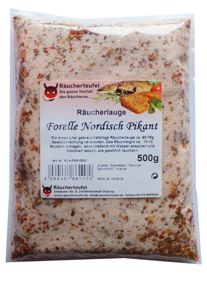 Räucherlauge Forelle Nordisch-Pikant 500g, (Räucherhaken, Matjes, Fischgewürz)