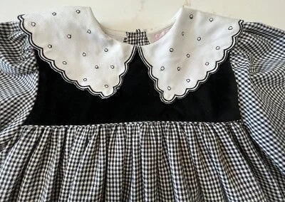 Vestido feminino vintage SOPHIE DESS tamanho 4 preto e branco e veludo - Imagem 1 de 4