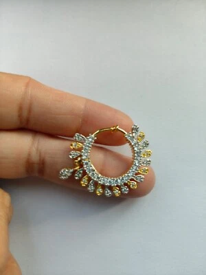 Cute Nose Ring Indian Non Piercing Nath Fashion Jewelry Gold Silver Plated Hoop - Image 1 of 4