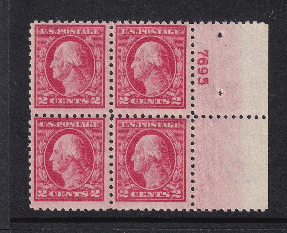 1914 Washington 2c Sc 425 MLH original gum, block with plate number (ES - Image 1 of 1