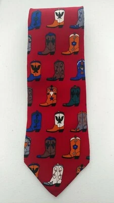 Vicky Davis “Hopalong Vicky” Botas Rojo SEDA CORBATA CORBATA (J) 4 pulgadas x 58 pulgadas de largo Foto 1 de 4