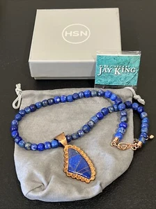 Jay King DTR Copper Blue Lapis Beaded Necklace & Pendant 18" - Picture 1 of 3