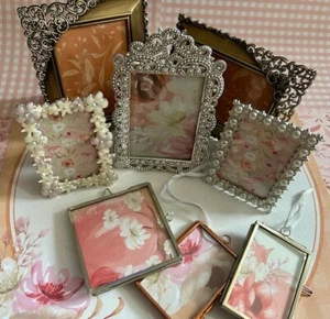 HIGH-END Miniature Metal Picture Frames Vintage LOT OF 8 Bling Ornate ACEO - Picture 1 of 11