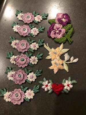 Set Of 9 Embroided Flower Patches - Image 1 of 4