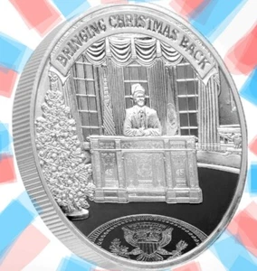 1 oz Silver TRUMP "Bringing Back Christmas" COIN Limited Edt - Picture 1 of 3