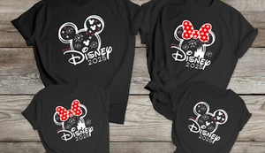 Black Matching Family Disney Holiday T Shirts Disney 2025 travel tops reveal uk - Picture 1 of 1