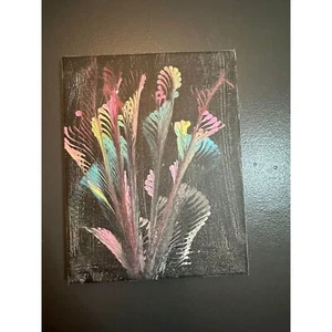 Pintura floral abstracta acrílica de 11x14" sobre lienzo estirado - fluido único - Imagen 1 de 1