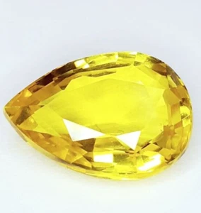 12 Ct Natural Yellow Sapphire Ceylon Loose Gemstone Certified Pear Cut Gems G72 - Picture 1 of 12